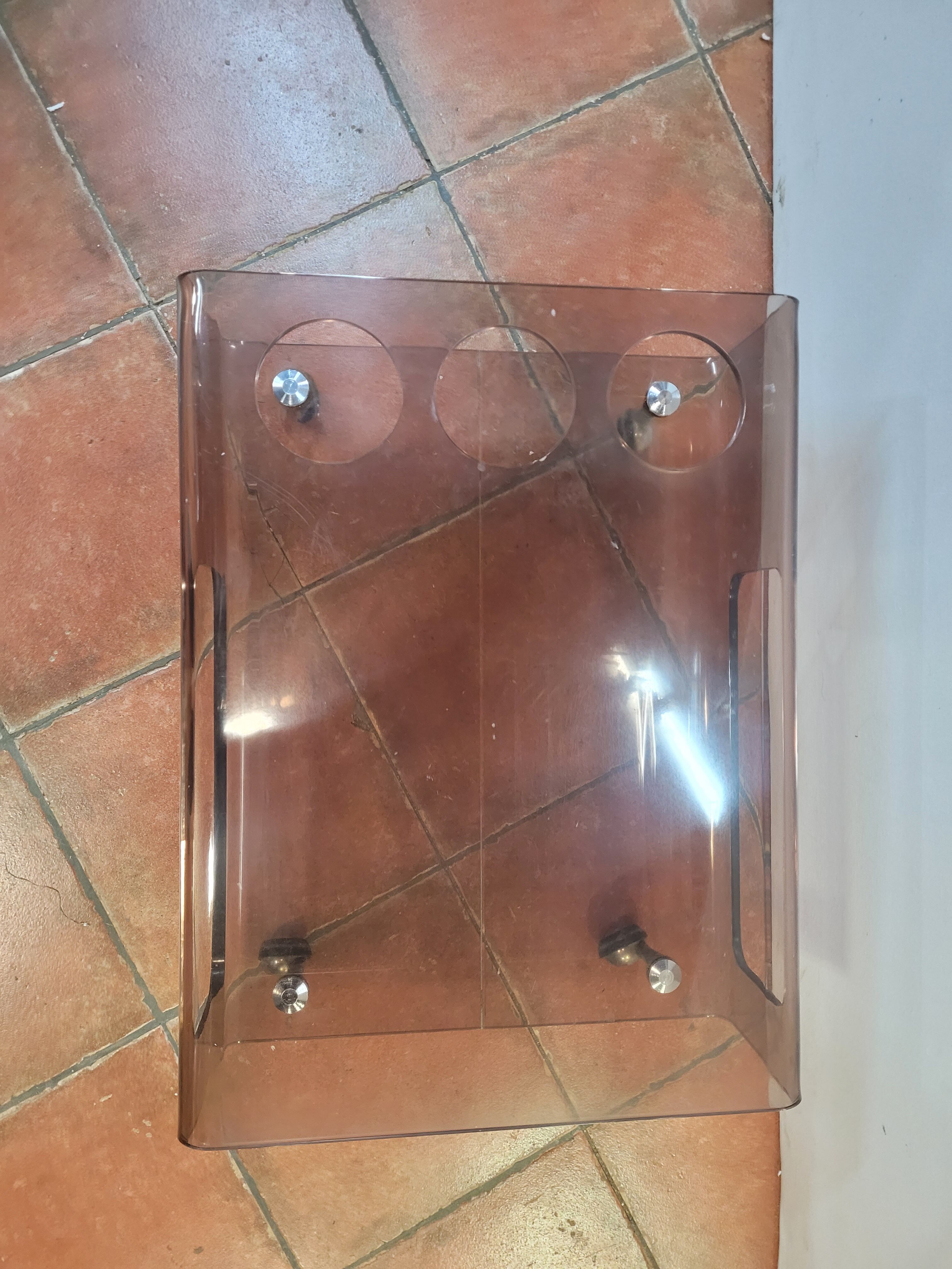 Smoked plexiglass coffee table from the 70s