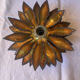 Applique murale fleur metal doré vintage