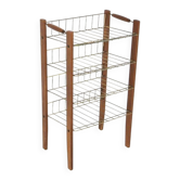 Scandinavian beech and metal magazine rack, Sweden, 1960