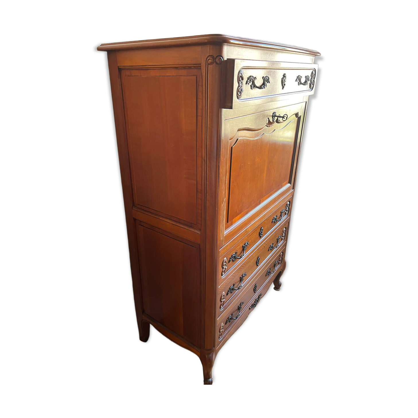 Wooden drop-leaf secretary in Louis XV style