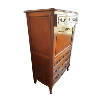 Wooden drop-leaf secretary in Louis XV style