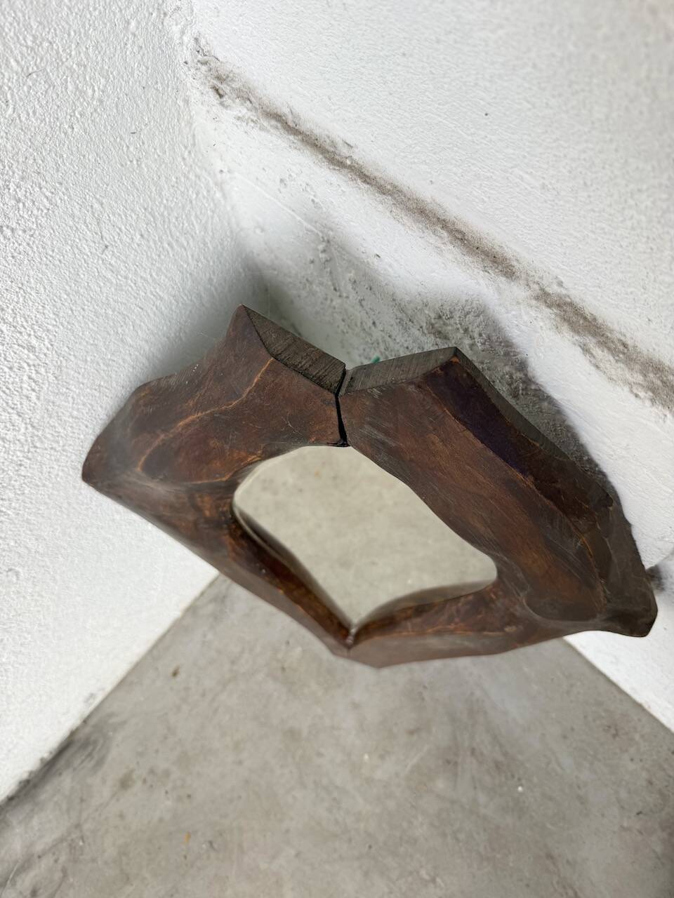 Brutalist wooden mirror 1900
