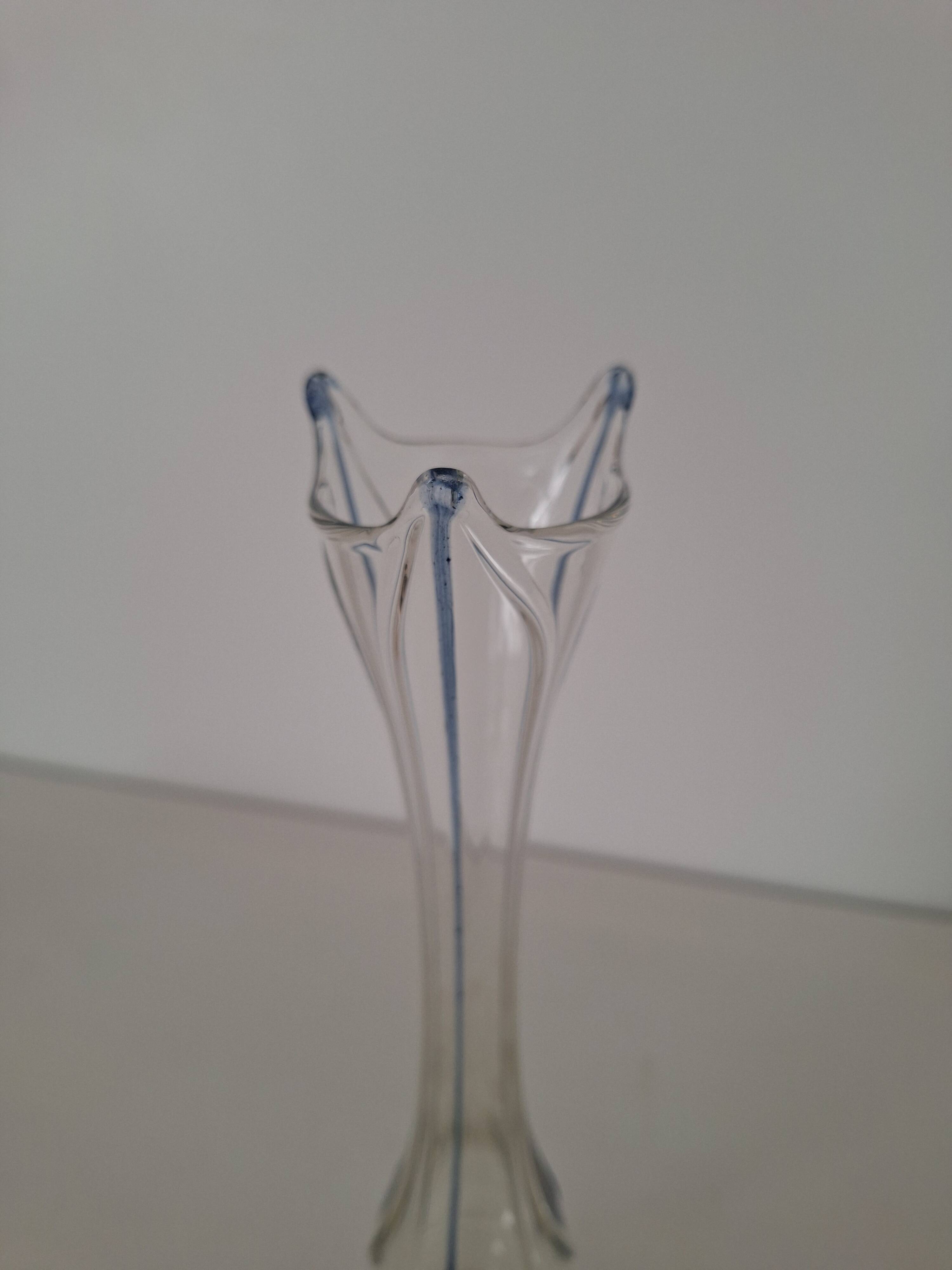 80s blue glass soliflore