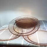 Pink glass dessert plates from the 70s, Arcoroc "Rosaline" +1 offered