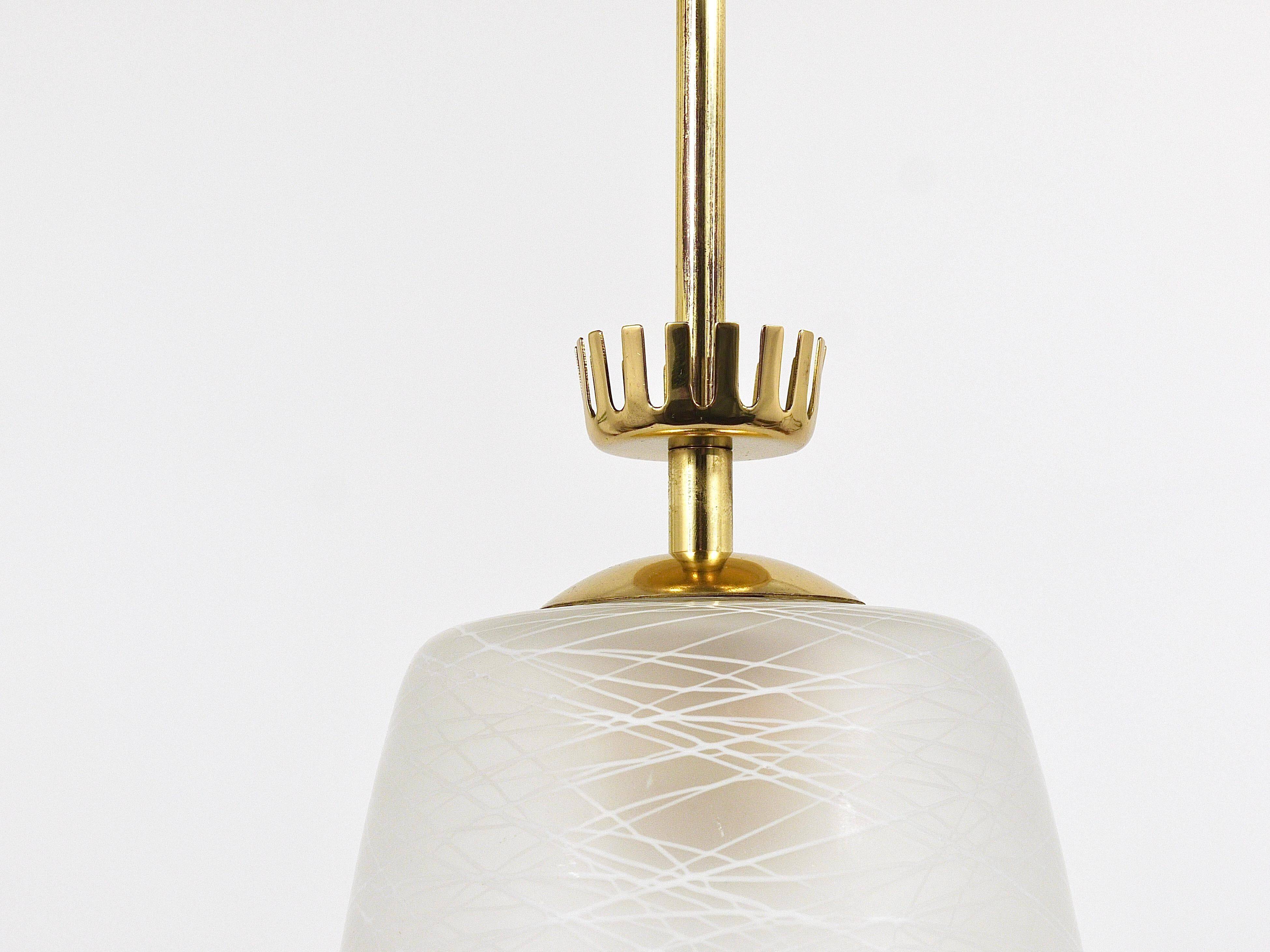 Brass Crown Pendant Light in Gio Ponti Style, Mid-Century, Italy, 1950s
