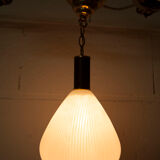 Mid century suspension, brass, zebra glass