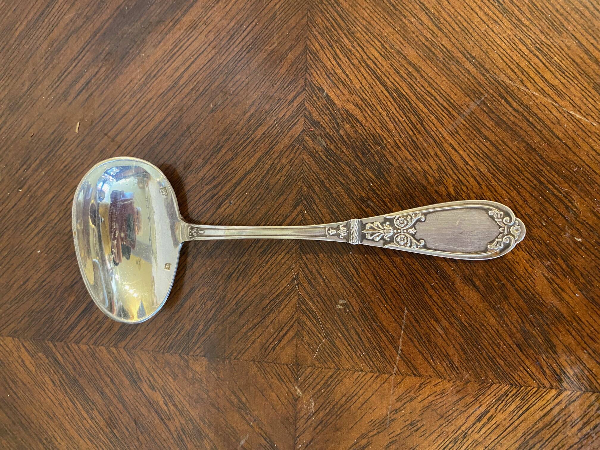 Porridge spoon silver plated goldwork felix freres floral decoration
