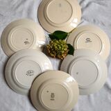 6 old flat plates mismatched in earthenware