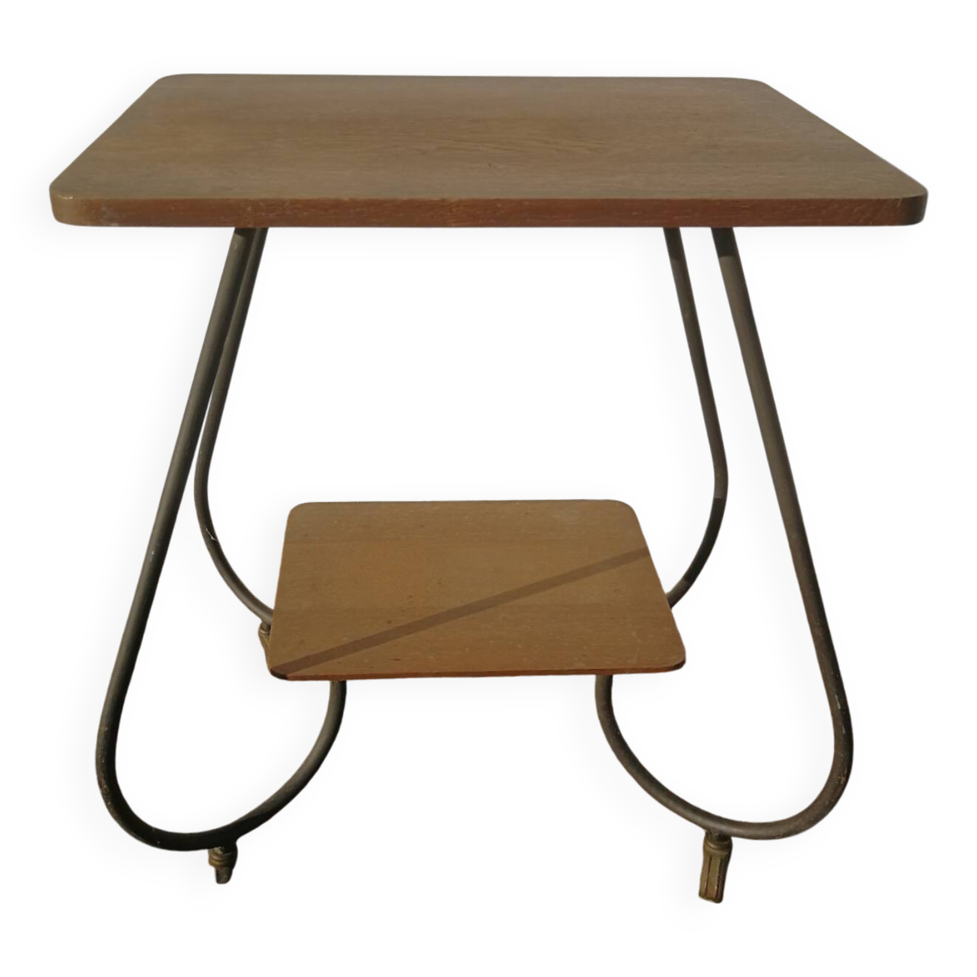 Vintage 50s trolley on wheels in tube and wooden top