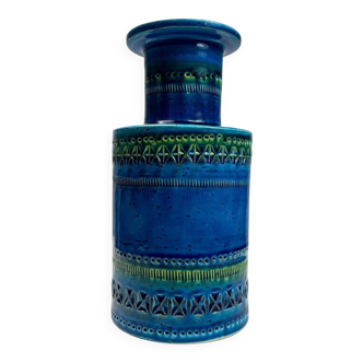 Rimini Blue Terracotta Ceramic Vase attributed to Aldo Londi for Bitossi, Italy, 1960s