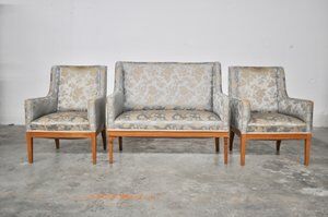 Vintage ash sofa & chairs set, 1930
