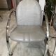 Pair of Souvignet armchairs, grey leather, chrome, 1980.