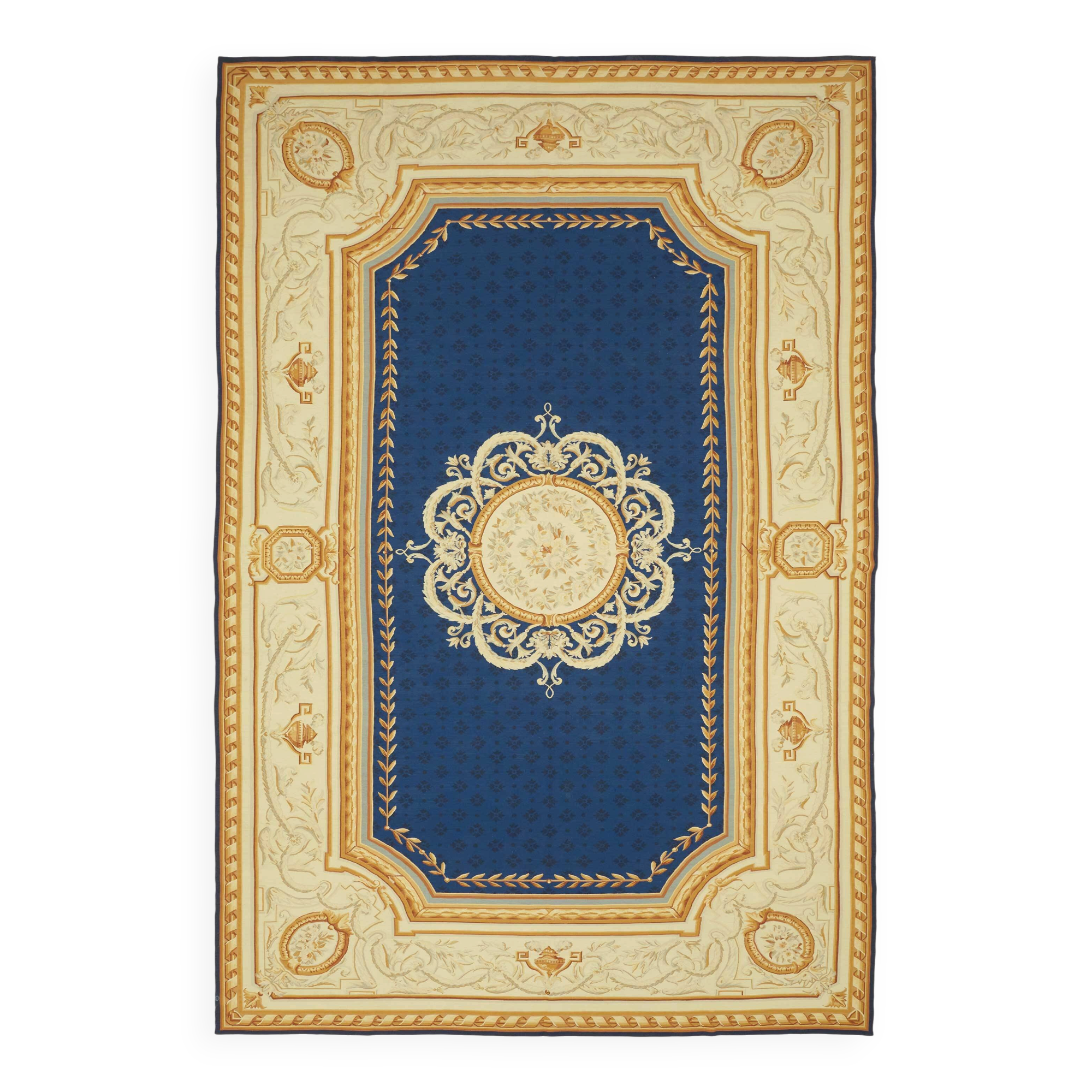 Handmade European Vintage Aubusson Kilim 304 cm x 457 cm