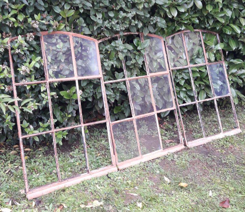 Industrial arched metal windows L73xH110 19th century glass roof