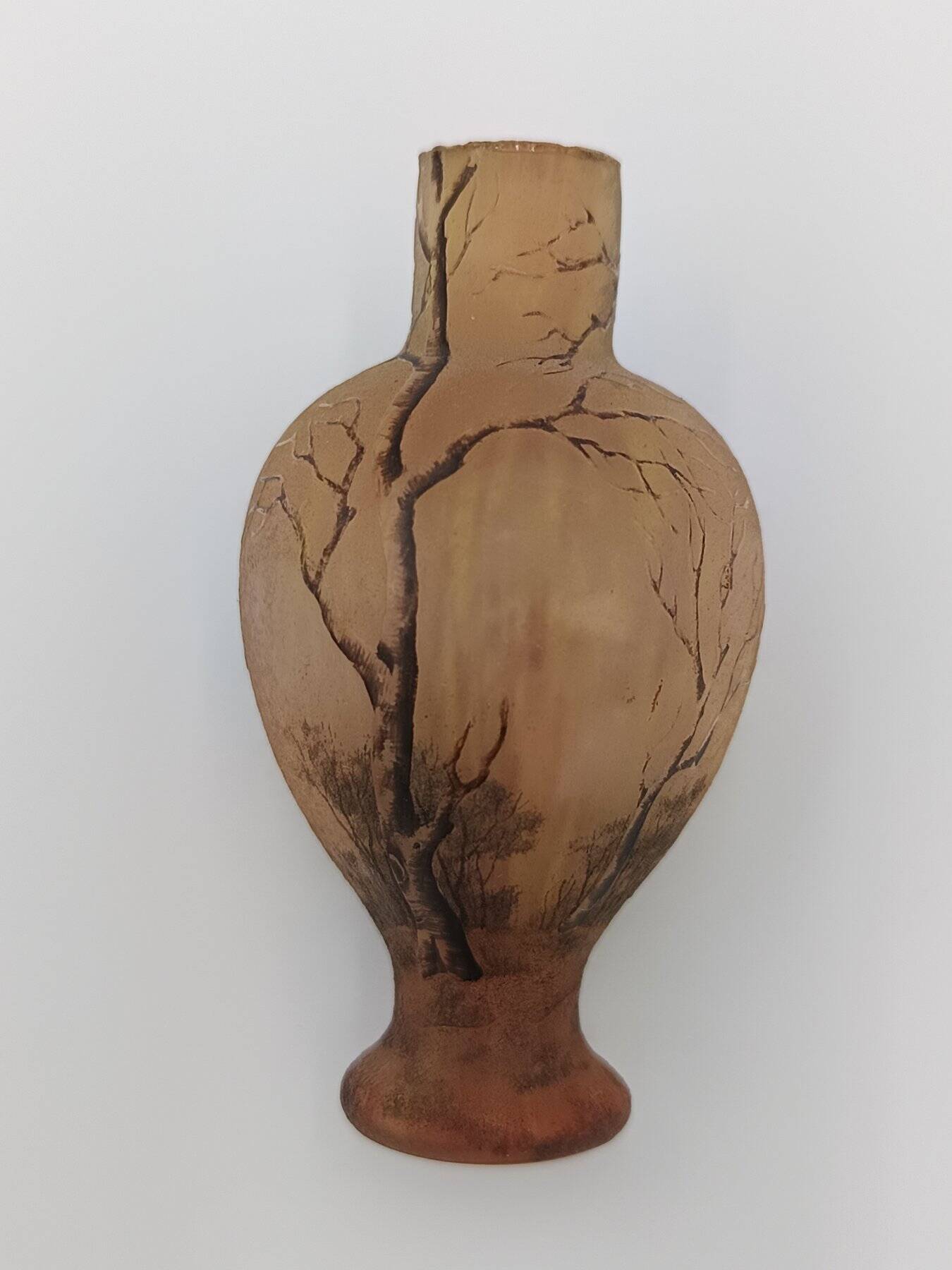 Daum Nancy "Trees in Autumn" - 7cm spray base - Signed glass cameo
