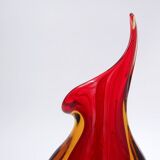 Vase Flavio Poli Seguso en verre de Murano rouge et jaune