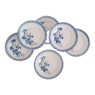 6 dessert or cheese plates in old earthenware Digoin Sarreguemines - Model Annick - Vintage