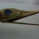 Mail clip, pinced a bronze ticket, duck head with blue glass eyes