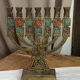 Seven-branched candelabrum, Judeo-Christian, brass and enamel
