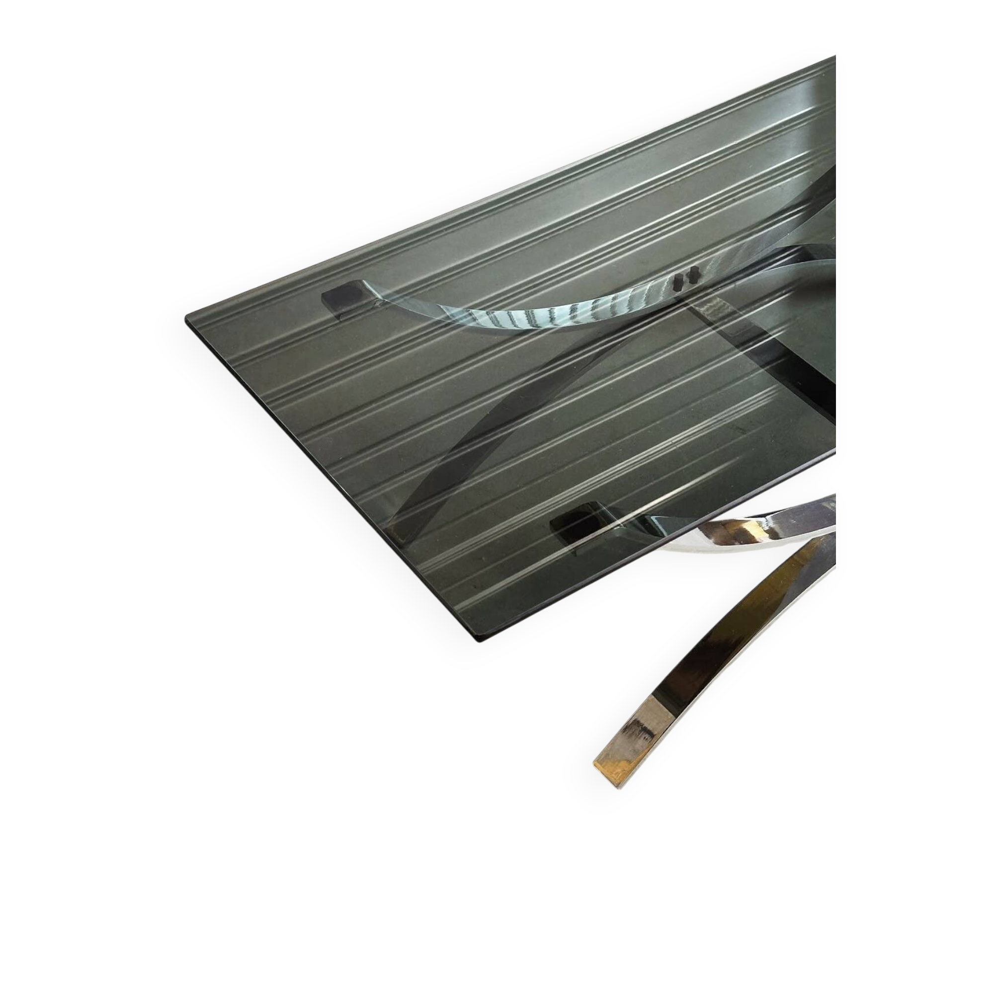 Vintage coffee table — smoked glass & chrome