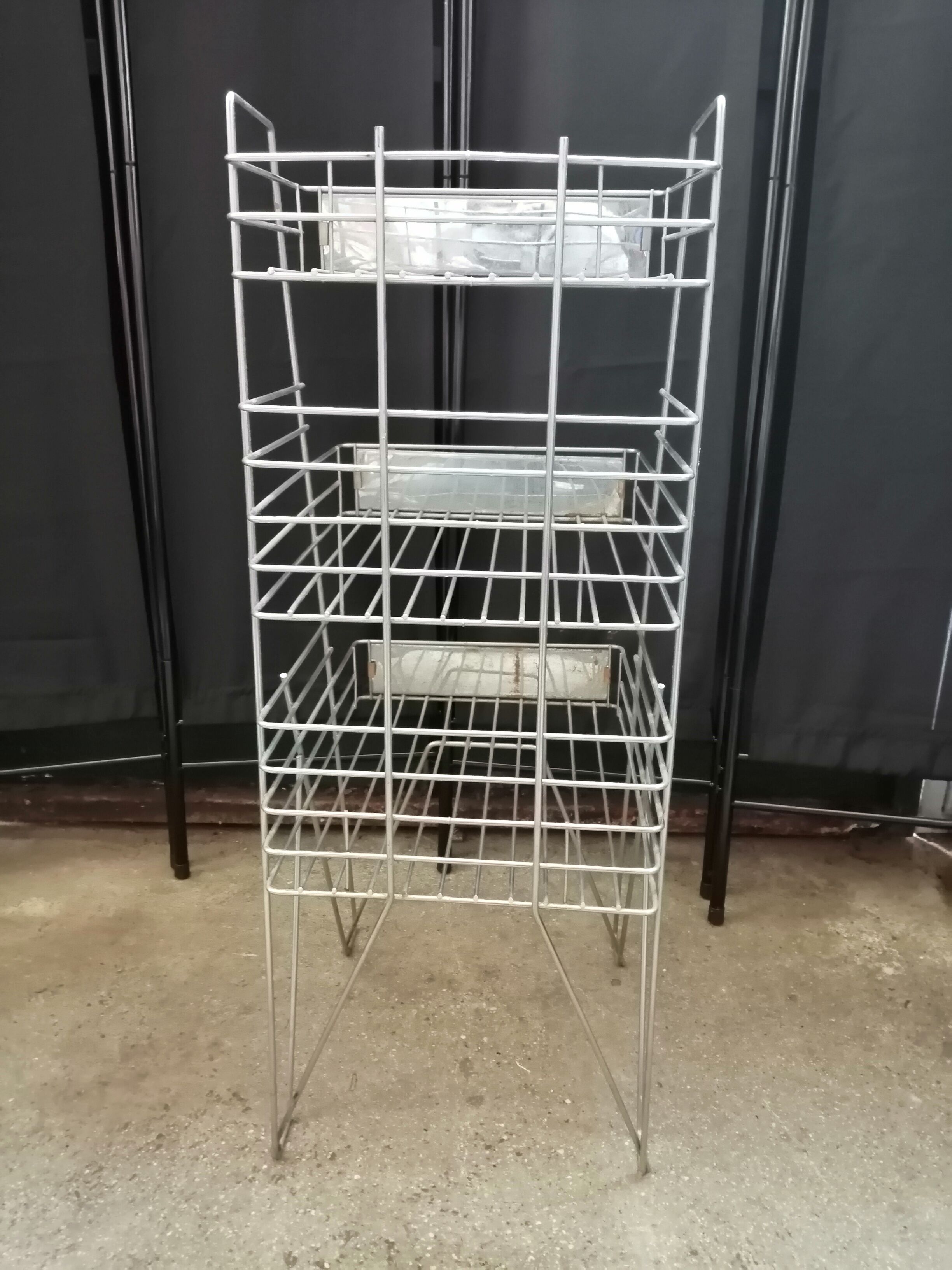 Vintage old shelf store wire basket industrial design 70s
