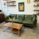 Olive leather sofa, Denmark, 1960s/70s, vintage mid-century modern