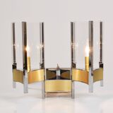 Gaetano Sciolari Large Wall Sconces / Sconces, Chrome, Brass, Glass, 1970s