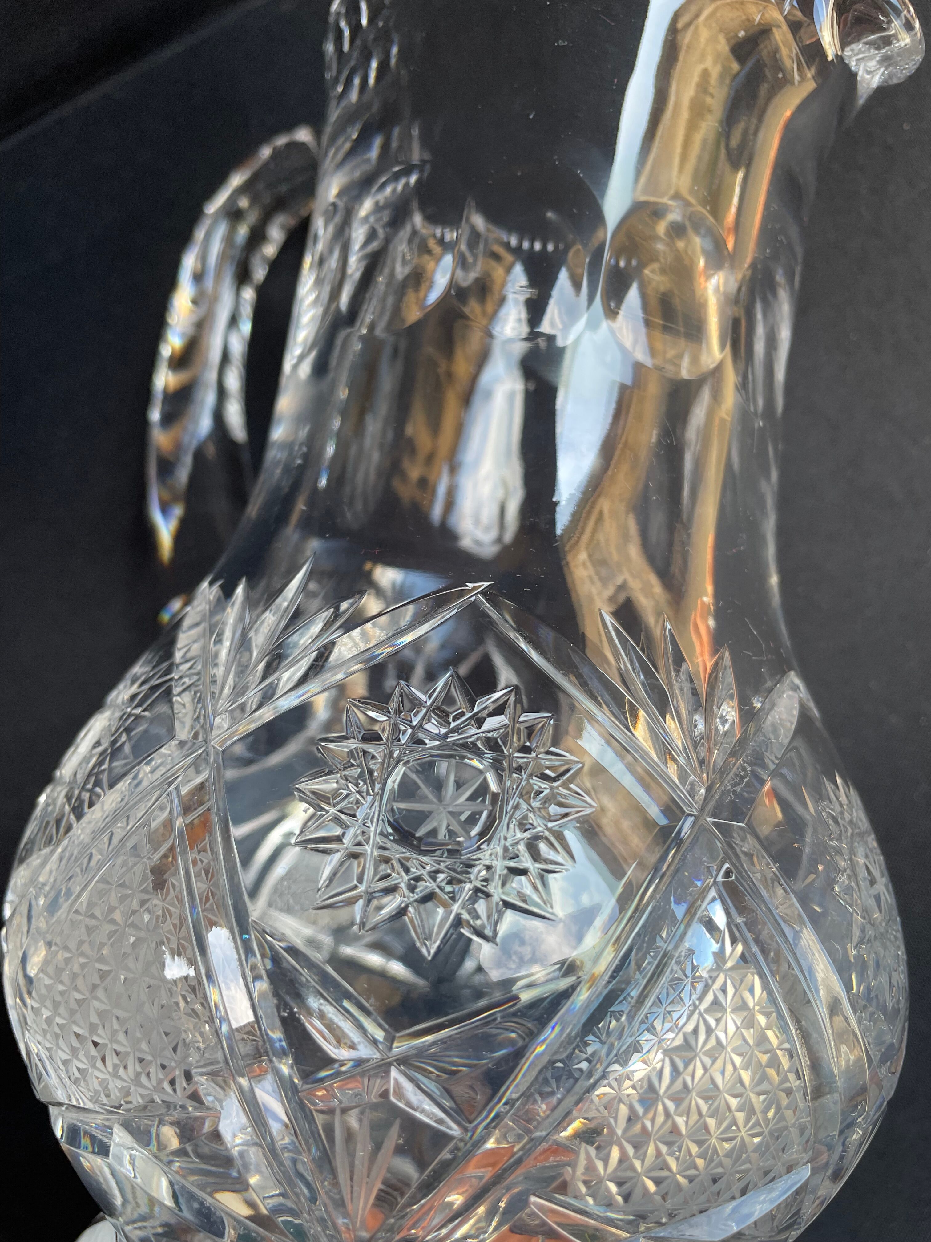 Bohemian - Water broc or orangeade (1) - Crystal blown and cut