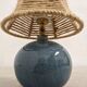 Lampe boule de chevet vintage en grès vernissé et corde de jute
