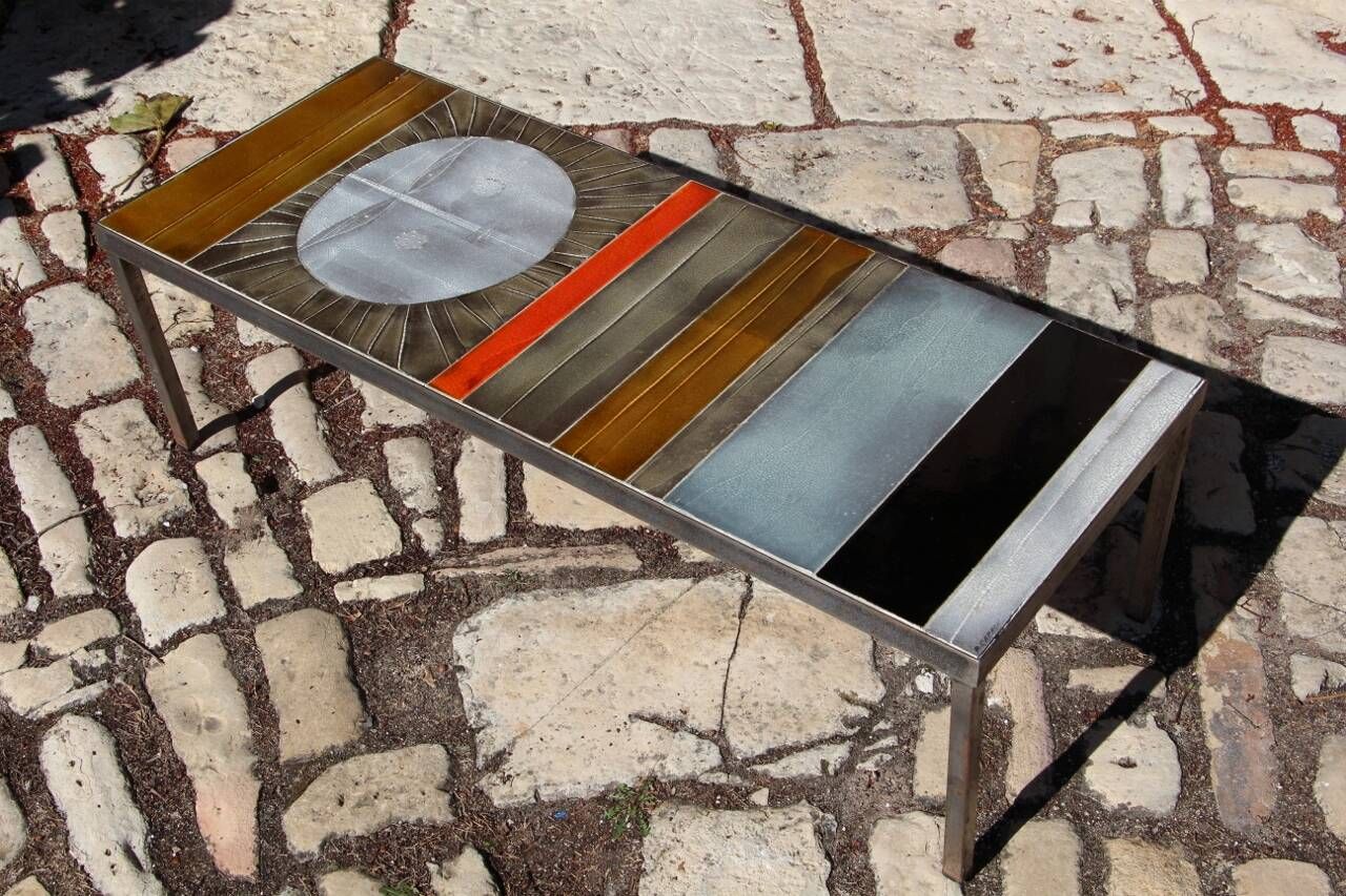 Ceramic Coffee Table Model "Soleil" by Roger Capron
