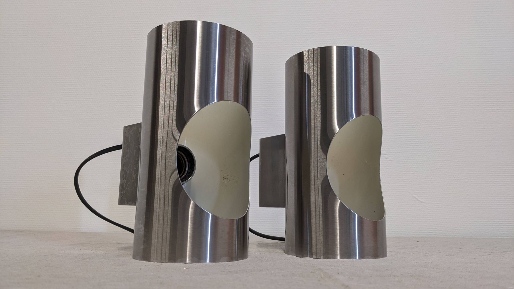 Pairs of Space age wall lights by Oxar France from the 60s/70s