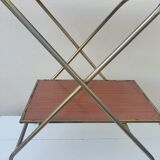 Vintage folding rolling service in Formica and brass plated