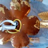 Old wall lamp palm shaped metal dore with leaf