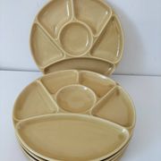 6 compartmentalized plates Gien France – butter yellow shade