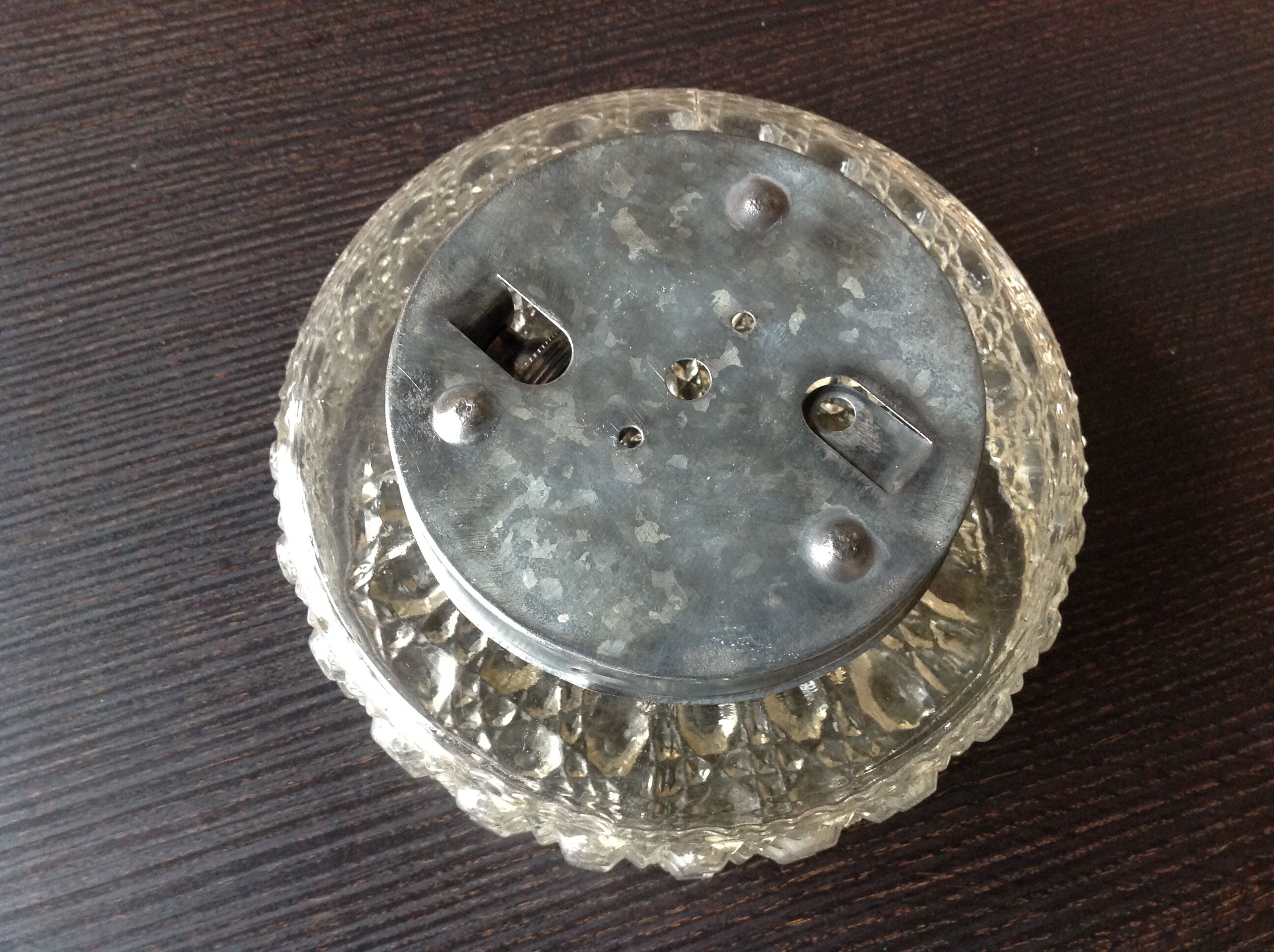 Round ceiling lamp in bubbled glass vintage 60s 70s