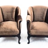 Paire de fauteuils anciens, europe du nord, vers 1890. après restauration.