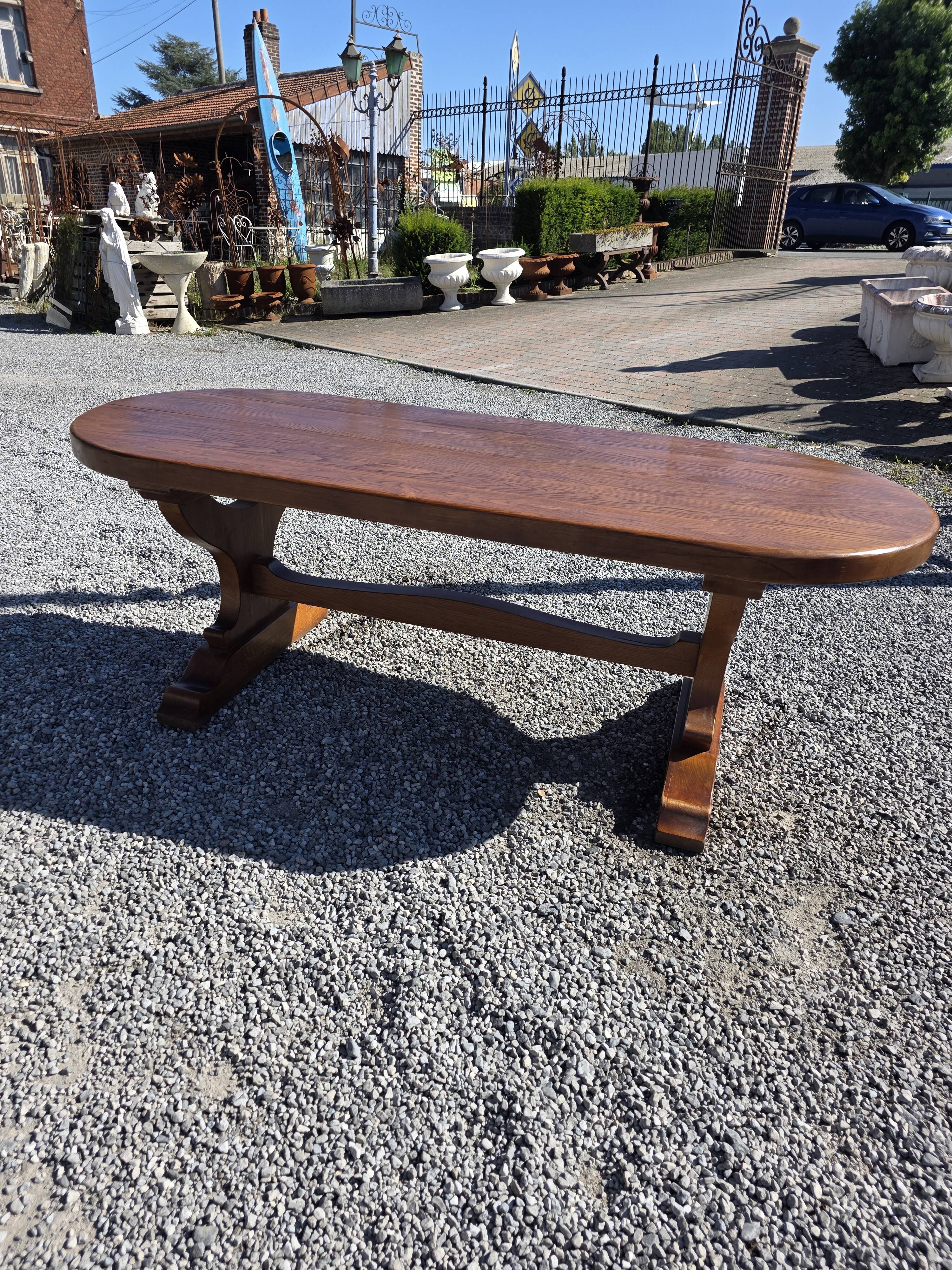 Solid oak farmhouse table, 220×90cm