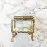 Antique rectangular jewelry box decorated with a landscape of Hendaye