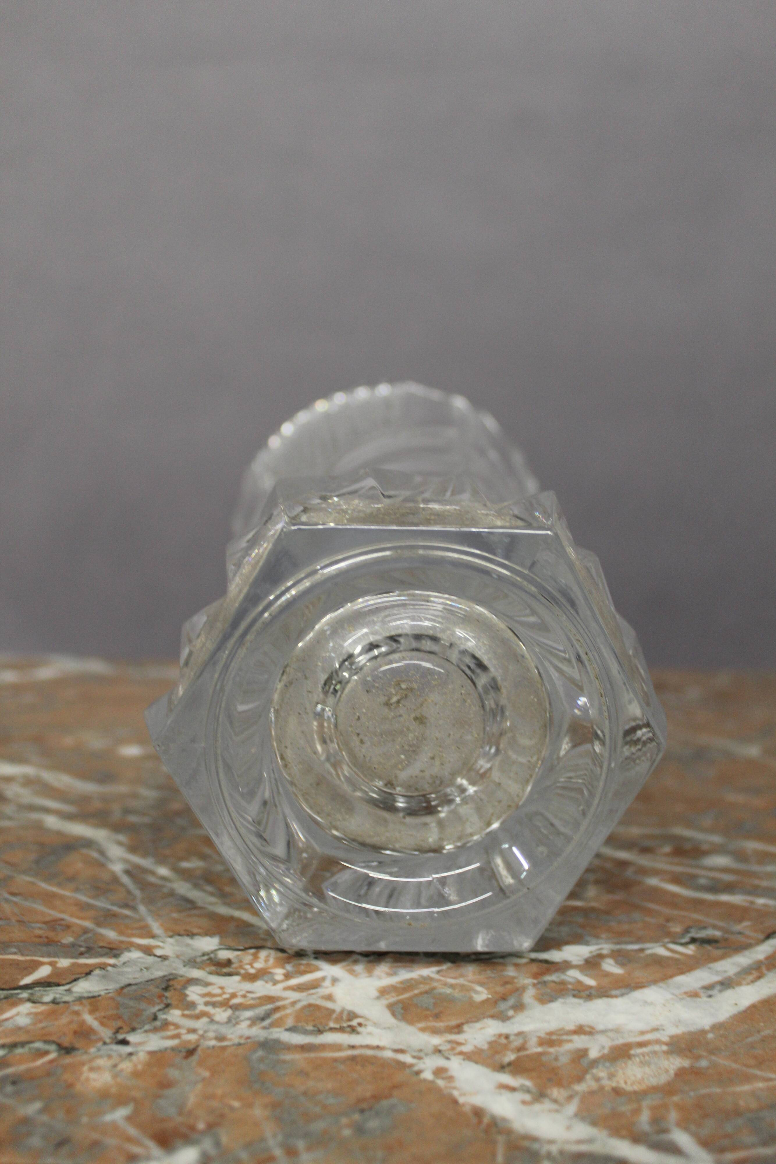 Grand vase en cristal taillé Cristal d'Arques 1950