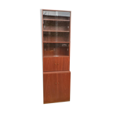 Beautiful 2-piece teak-colored cabinet with display case, Scandinavian style, 1970s