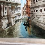 Tableau aquarelle giorgi pont des soupirs Venise