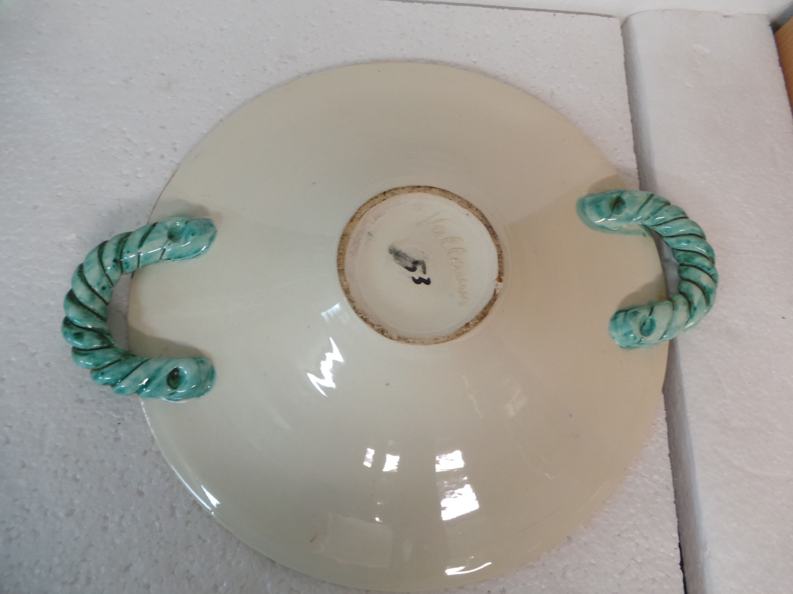 Large dish cut fruit Vallauris floral decoration