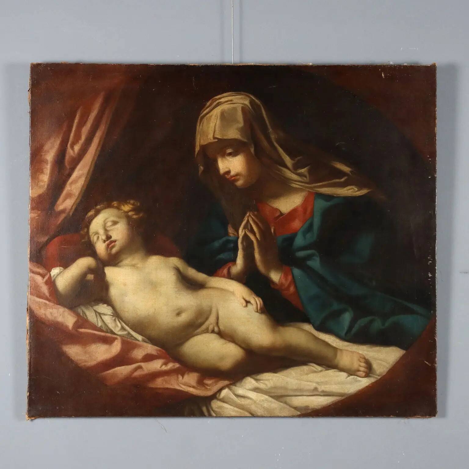 Ancient painting of the Virgin Mary, copy after Guido Reni, 18th century.
