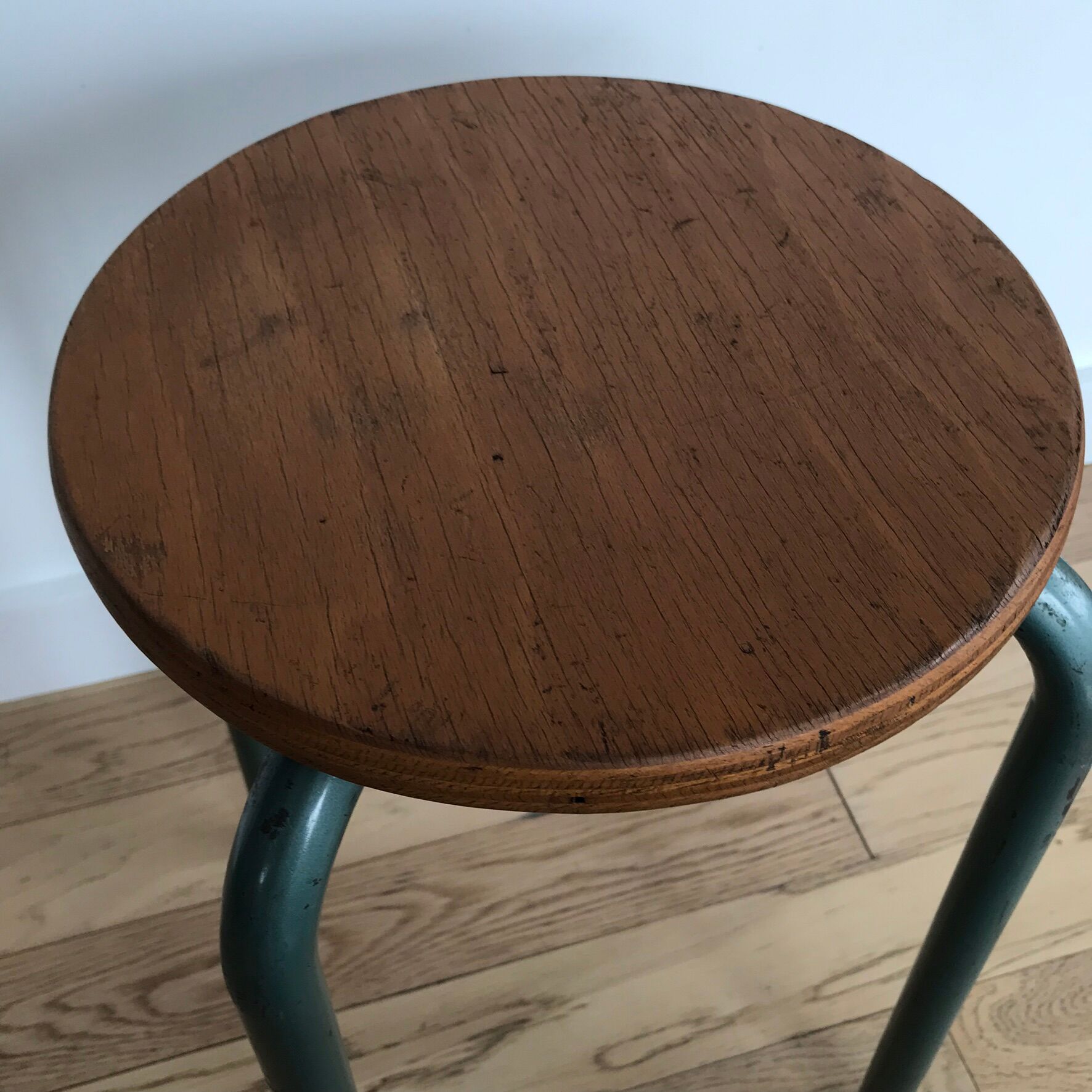Vintage metal and wood industrial stool