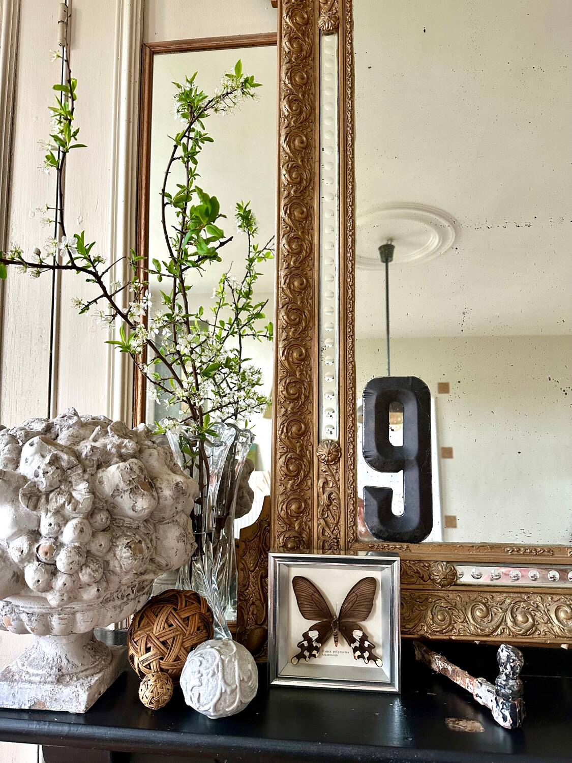 Stuffed butterfly in metal frame