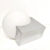 Opaline ball globe wall light on chrome metal base