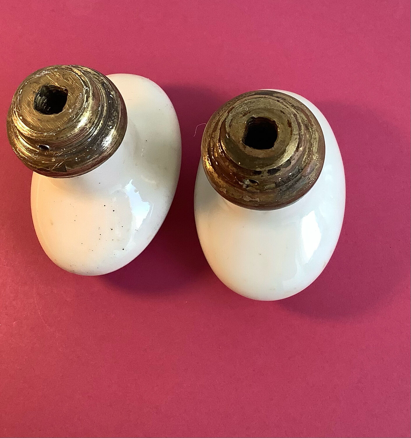 Vintage white porcelain door handles