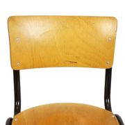 Vintage School Canteen Chairs 1970s Wood and Metal Set of 4