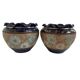 Pair, cache pots, royal doulton, english earthenware, 1920-1930, floral decoration, blue and gold, marks in