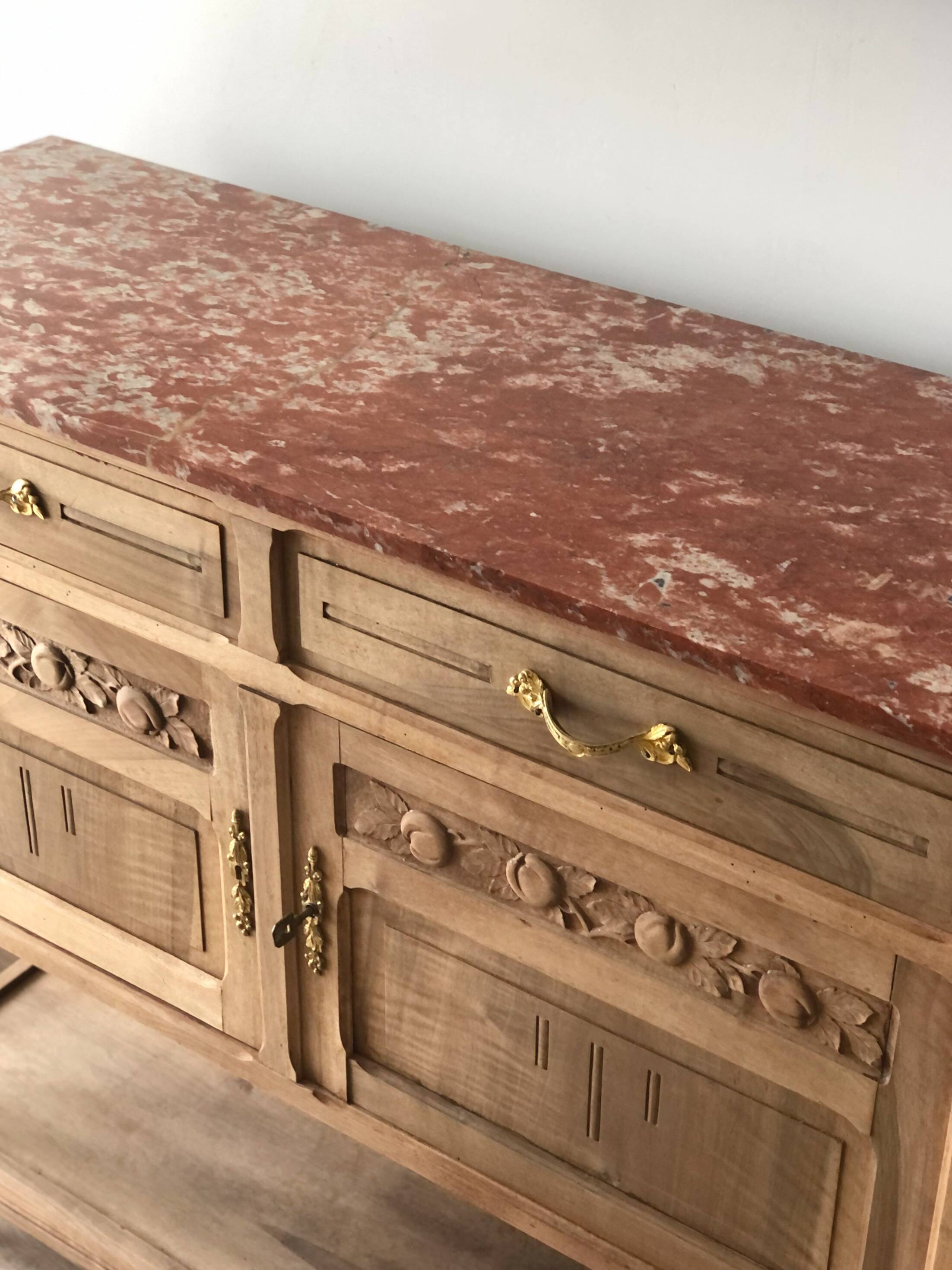 Vintage solid wood sideboard / serving trolley, Art Deco style